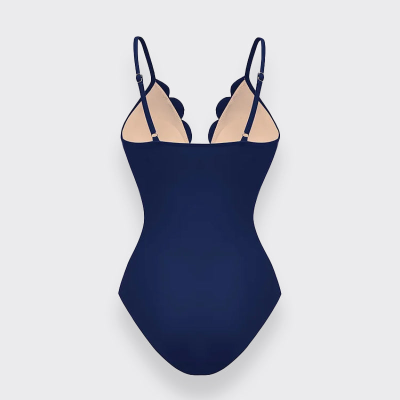 Flower Hollow One Piece Swimsuit and Skirt